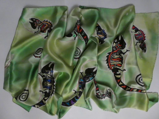s0058 Seidenschal<br>Crêpe Satin | 180 x 50 cm | Unikat | 2022 | <br>CH handrolliert