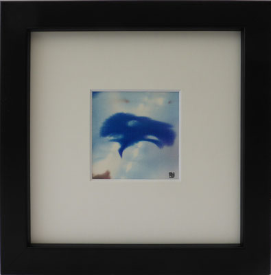 b0009 Akazie<br>Seide Crêpe de Chine | Rahmen Holz schwarz |<br>15 x 15 cm | Unikat | 2015