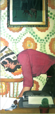 In Dad's Office, 2003, 70 x 150 cm, Acrylic on canvas, sold