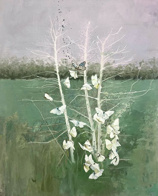 Kohlweisslinge, 2022, 70 x 60 cm, Oil on canvas