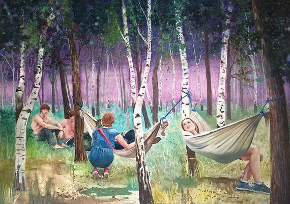 Bachstelzenarea, 2013, Öl auf Leinwand, 120 x 160 cm, Sold