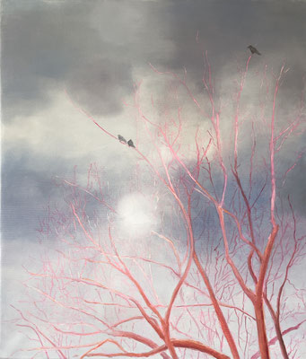 Rote Zweige, 2025, 70 x 60 cm, Oil on canvas