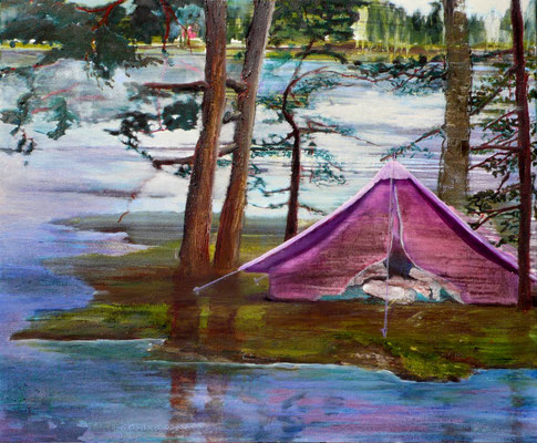Zeltromantik, 2007, Öl auf Leinwand, 50 x 60 cm, Sold