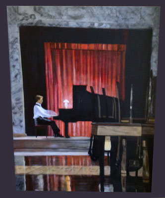 LE PIANISTE - Acrylique sur canevas - 25x26 - VENDU