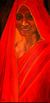 L'INDIENNE - Acrylique sur canevas - 48x24 - 