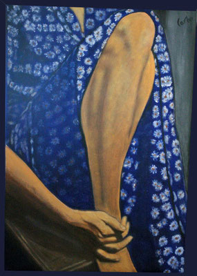 ROBE FLEURIE - Acrylique sur canevas - 22x31 - 