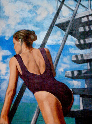 LA BAIGNADE - Acrylique sur canevas - 18x36 - 