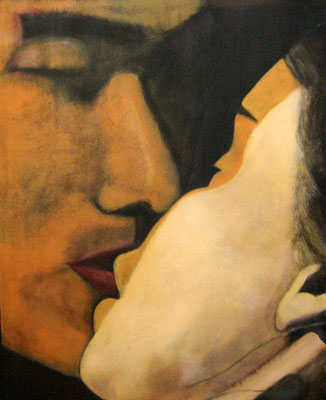 LE BAISER - Acrylique sur canevas - 29X37 - VENDU