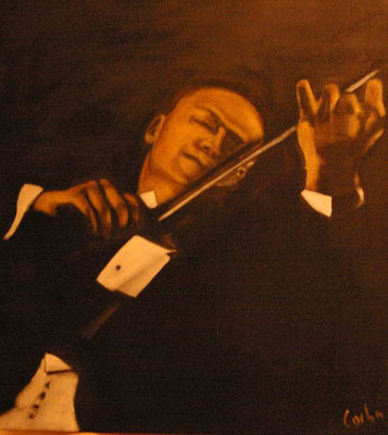 LE VIOLONISTE - Acrylique sur canevas - 24x25 - 