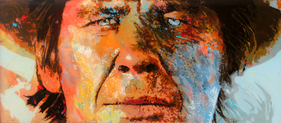 Charles Bronson, Lack und Acryl hinter Glas, 28 x 61cm