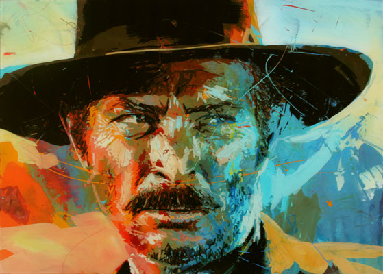 Lee van Cleef, Lack, Acryl hinter Glas, 28,7 x 39cm