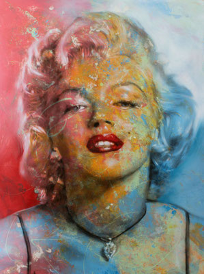 Marilyn Monroe, Acryl, Lack und Öl auf Holz, 60 x 80cm
