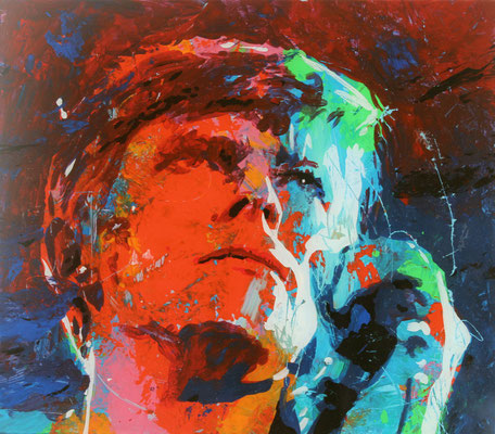 David Boeie, Lack, Acryl hinter Glas, 30 x 26cm