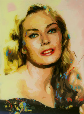 Anita Ekberg, Lack, Acryl hinter Glas, 28,7 x 39cm