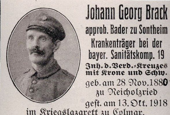 Johann Georg Brack der Gründer meines Geschäftes 1913
