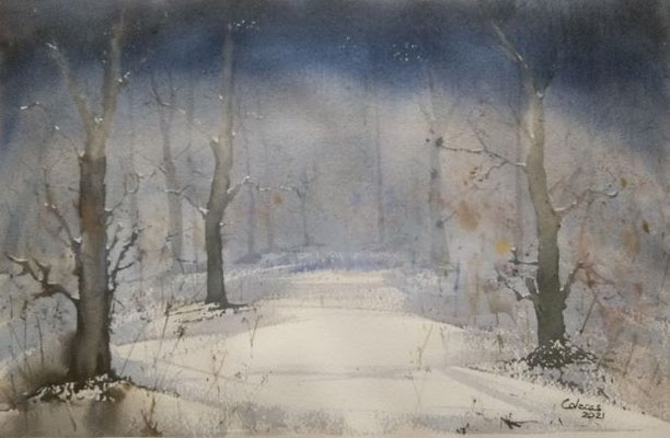 Bosque nevado. 38 x 56 cm (Sold)