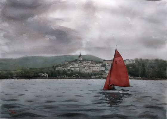 Navegando en el Eo. 56 x 76 cm (Vendu)