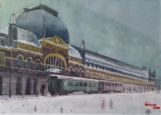 La gare de Canfranc. 26 x 36 cm (Vendu)