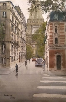 La tour est là. 56 x 38 cm (Vendu)