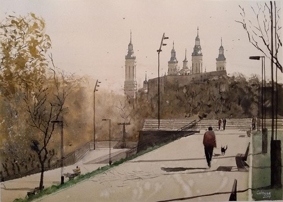 Paseando a El Pilar. 36 x 50 cm (Vendu)