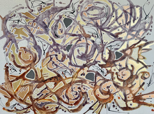 Rhythm of the Kimberley 122x91cm Mixed media 57cts of rough diamonds, SOLD