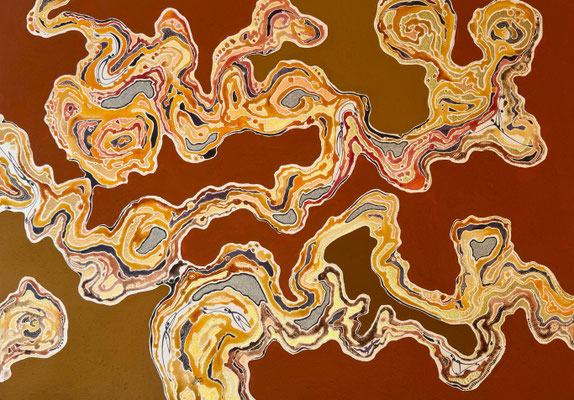 Ning Bing Flow 75x105cm Mixed media and 82ct of rough diamonds on paper, requires framing. SOLD
