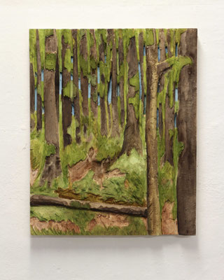 "Waldstück. Frühling", Linde, 2023, 49,5 x 48 x 4 cm