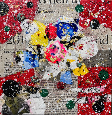 少し混沌としたXマス　150㎜×150㎜　mixed media