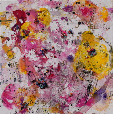 flower field　　300㎜×300㎜   mixed media