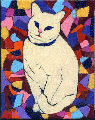 cat_mosaic  180㎜×140㎜　アクリル絵具使用