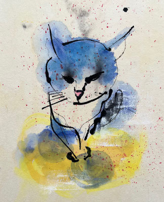 Ash-blue 180㎜×140㎜　水彩画　墨