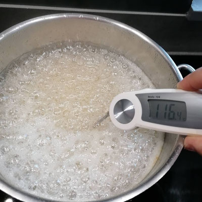 Arrêter la cuisson dès les 116°C atteints