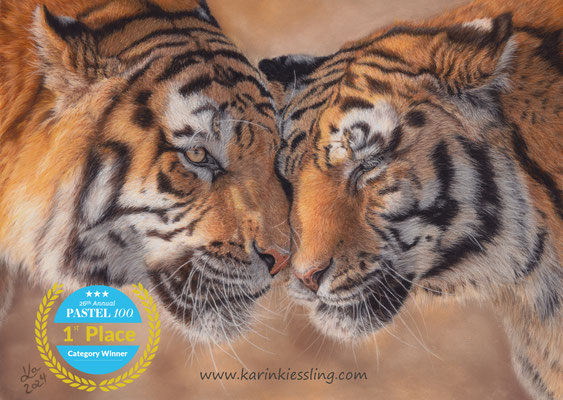2 Tiger, 39 x 28 cm, Fotovorlage Craig Maisfield; SOLD - VERKAUFT