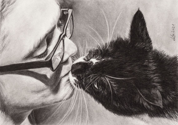 "Mika" und Frauchen, 30 x 20 cm