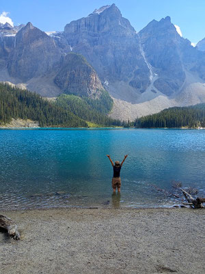 Kanada Rocky Mountains, Moraine Lake, Sarah Flory, Sarah und Rand campen in Kanada, Bergwanderung