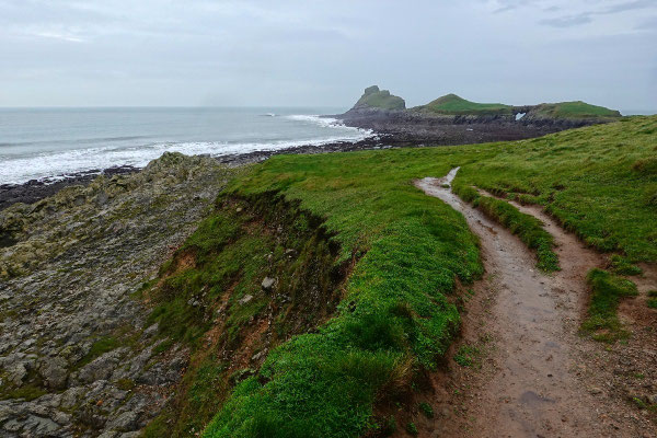 Worm's Head Wanderung in Wales bei Ebbe