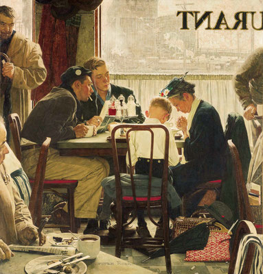 Le Bénédicité - Illustration de Norman Rockwell 1951