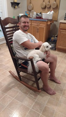 Peter's new friend Leo and the rocking chair my great grandfather made