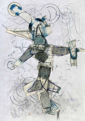 Skulpturskizze, 100 x 70 cm, Collage/Zeichnung, 11/2022