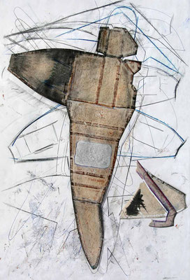 Skulpturskizze, 94 x 64 cm, Collage/Zeichnung, 2/2024