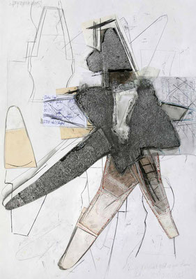 Skulpturskizze, 100 x 70 cm, Collage/Zeichnung, 2023