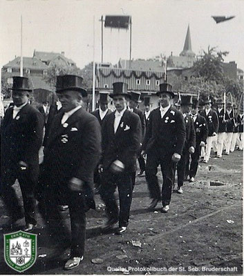 Abmarsch vom Festplatz 1934. Quelle: Protokollbuch der SSB