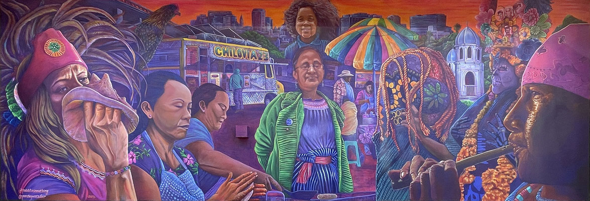 Mural painted in mural grade acrylic paint collaboration with Pancho Pescador