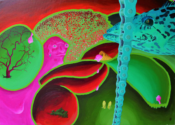 "Die verlorenen Schuhe" Acryl auf Karton 50 x 70 cm 2018 Verkauft!