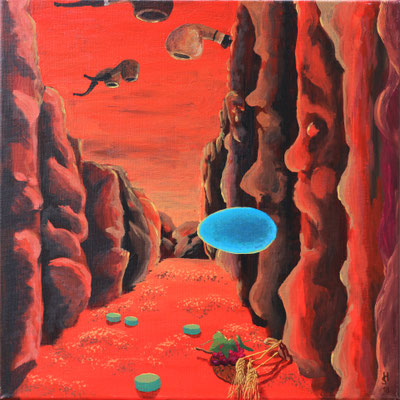 "Die wartenden Nachbarn" Acryl auf Leinwand 50 x 50 cm 2018 Verkauft!