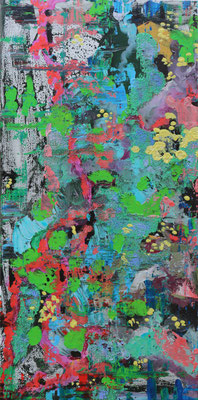 "Verwirrende Versuche" Mixed Media auf Leinwand 80 x 40 cm 2019 