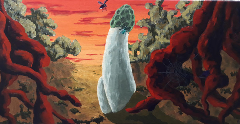 "Eine Versammlung" Acryl auf Leinwand 30 x 60 cm 2018