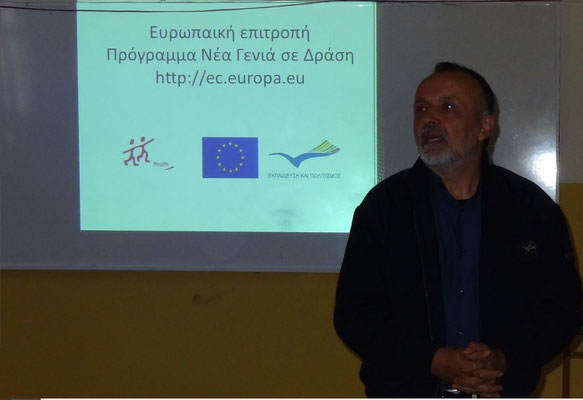 Vice mayor of the area of Pogoni Ioannis Dallas participating in our seminar "Volunteerism as a tool to develop rural areas" in high school of Doliana