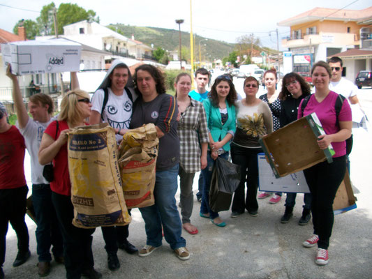 Volunteers collecting paper for paper recycling