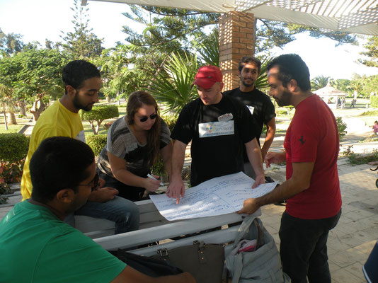 Preparation of a presentation during the training outdoors